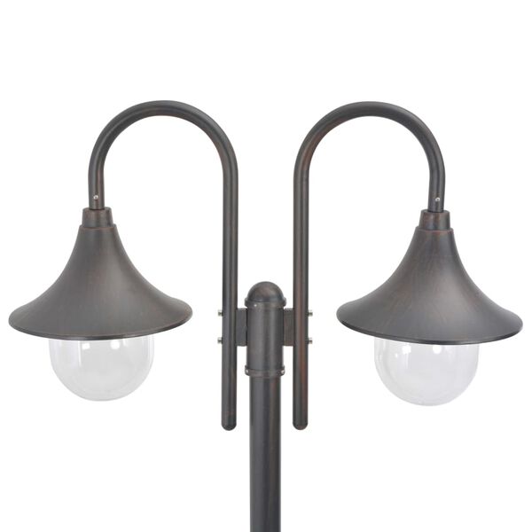 vidaXL Zahradní sloupová lampa 2 ramena E27 220 cm hliník bronzová