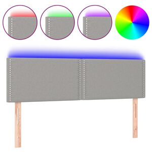 vidaXL Čelo postele s LED světle &scaron;ed&eacute; 144 x 5 x 78/88 cm textil