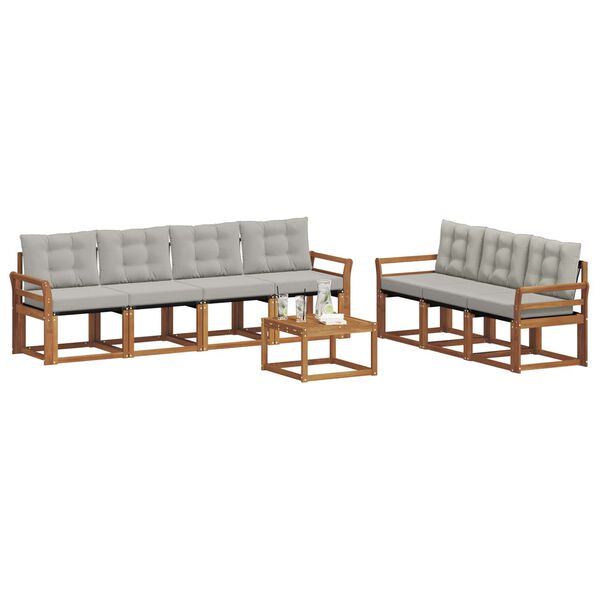 vidaXL Venkovn&iacute; pohovkov&aacute; souprava 8 pcs Př&iacute;rodn&iacute; a světle &scaron;ed&aacute;