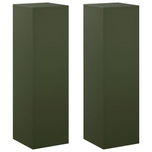 vidaXL Stojan na rostliny 2 pcs Olivově zelen&aacute; 30 x 30 x 100 cm Ocel