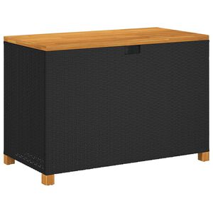 vidaXL Zahradn&iacute; &uacute;ložn&yacute; box čern&yacute; 110x55x63 cm polyratan ak&aacute;ciov&eacute; dřevo