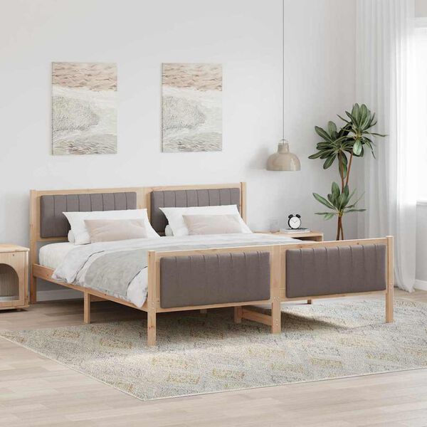 vidaXL R&aacute;m postele Hněd&aacute; a taupe 180 x 200 cm Masivn&iacute; borovicov&eacute; dřevo