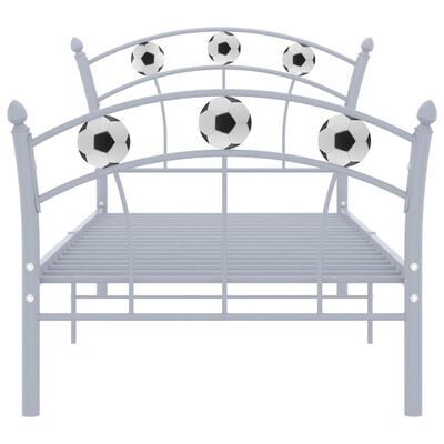 vidaXL Rám postele s fotbalovým motivem šedý kov 90 x 200 cm