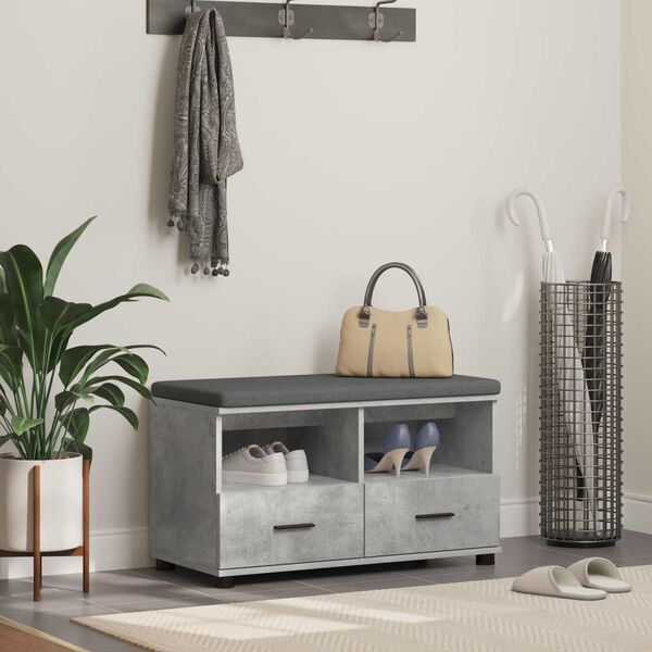 vidaXL Chodbičkov&aacute; lavice s pol&scaron;t&aacute;řem Betonově &scaron;ed&aacute; 80 x 38 x 46 cm