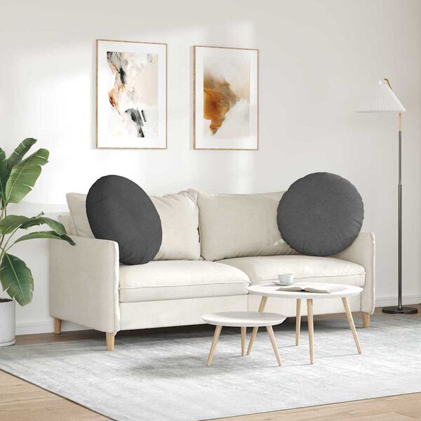 vidaXL Polštáře na sedadla 2 pcs Tmavě šedá Ø 60 cm Žebrovaná látka