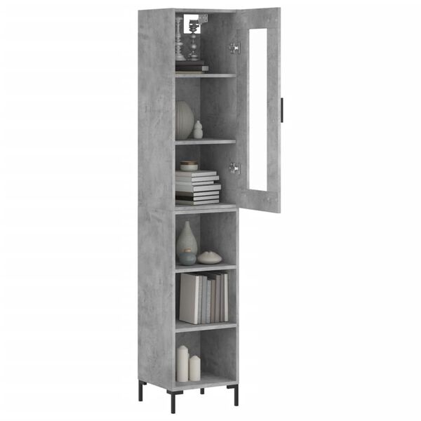 vidaXL Skř&iacute;ň highboard betonově &scaron;ed&aacute; 34,5x34x180 cm kompozitn&iacute; dřevo