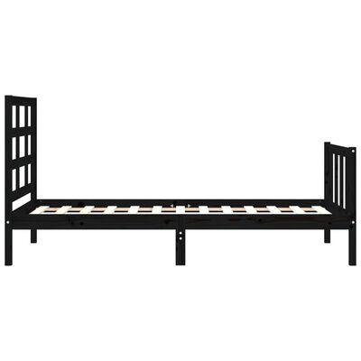 vidaXL Rám postele s čelem černý 90 x 190 cm masivní dřevo