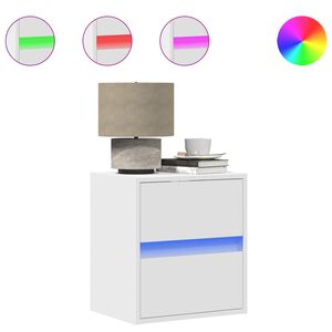 vidaXL N&aacute;stěnn&eacute; nočn&iacute; stolky s LED osvětlen&iacute;m 2 ks b&iacute;l&eacute;