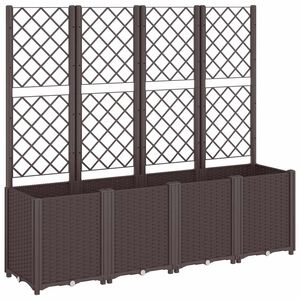 vidaXL Zahradn&iacute; truhl&iacute;k s trel&aacute;ž&iacute; hněd&yacute; 160 x 40 x 140 cm PP