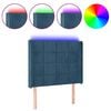 vidaXL Čelo postele s LED tmavě modr&eacute; 93 x 16 x 118/128 cm samet