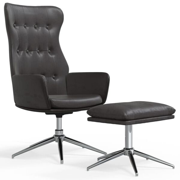 vidaXL Relaxačn&iacute; křeslo s podnožkou leskl&eacute; čern&eacute; uměl&aacute; kůže
