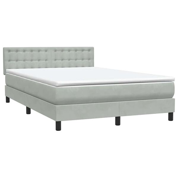 vidaXL Box spring postel s matrac&iacute; světle &scaron;ed&aacute; 140x210 cm samet