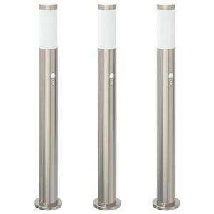 vidaXL Sloupkov&aacute; světla se senzorem 3 ks 80 cm nerezov&aacute; ocel IP44