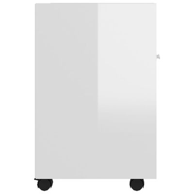 vidaXL Odkládací skříňka s kolečky bílá lesklá 33x38x60 cm dřevotříska