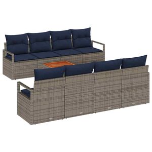 vidaXL Sada zahradn&iacute;ch pohovek s pol&scaron;t&aacute;řem 9 pcs &Scaron;ed&aacute; polyratan