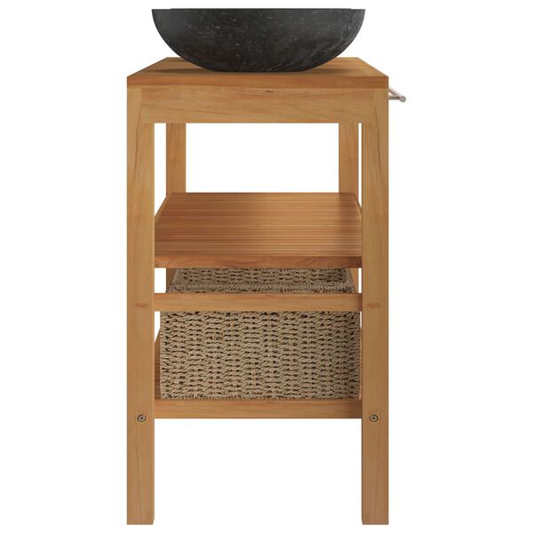 vidaXL Koupelnov&aacute; skř&iacute;ňka masivn&iacute; teak s umyvadly mramor čern&aacute;