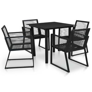 vidaXL 5d&iacute;ln&yacute; zahradn&iacute; j&iacute;deln&iacute; set PVC ratan čern&yacute;