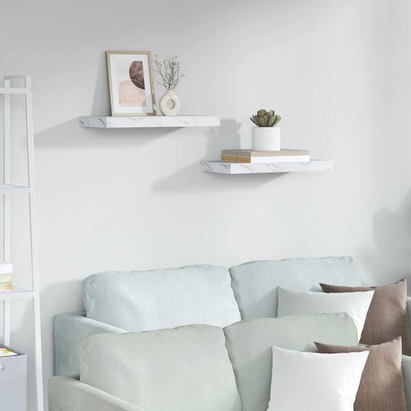 vidaXL N&aacute;stěnn&aacute; polička N&aacute;stěnn&yacute; 2 pcs B&iacute;l&yacute; mramor 50 x 23,5 x 4 cm