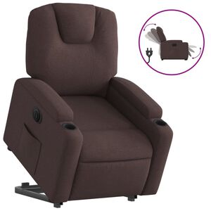 vidaXL Elektrick&eacute; zvedac&iacute; polohovac&iacute; křeslo tmavě hněd&eacute; textil