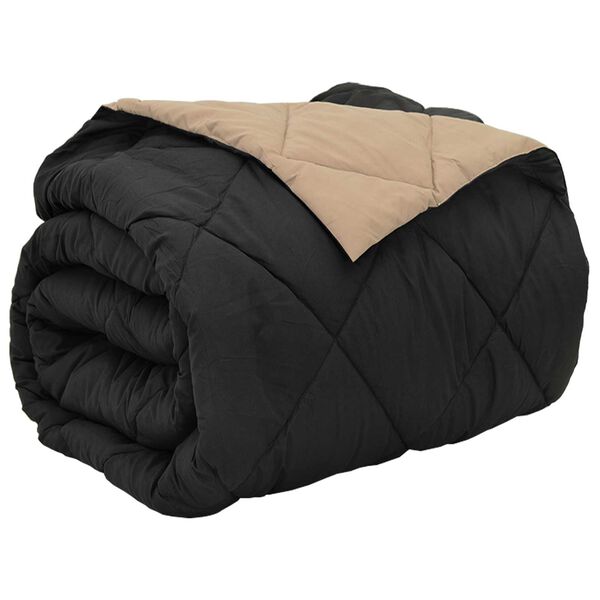vidaXL Celoročn&iacute; přikr&yacute;vka Čern&aacute; a taupe 240 x 200 cm Mikrovl&aacute;kno