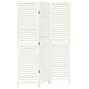 vidaXL Parav&aacute;n 3d&iacute;ln&yacute; b&iacute;l&yacute; masivn&iacute; dřevo pavlovnie