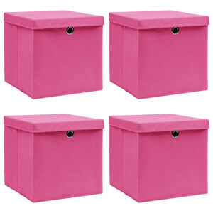 vidaXL &Uacute;ložn&eacute; boxy s v&iacute;ky 4 ks růžov&eacute; 32 x 32 x 32 cm textil