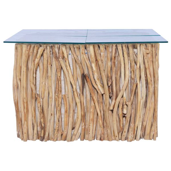 vidaXL Konferenční stolek skleněná deska 66 x 66 x 40 cm masivní teak
