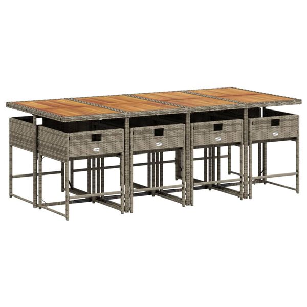 vidaXL 9d&iacute;ln&yacute; zahradn&iacute; j&iacute;deln&iacute; set s podu&scaron;kami &scaron;ed&yacute; polyratan