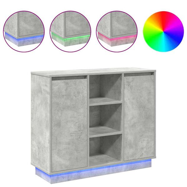 vidaXL LED komoda Betonově šedá 90 x 32 x 75 cm kompozitní dřevo