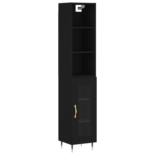 vidaXL Skř&iacute;ň highboard čern&aacute; 34,5 x 34 x 180 cm kompozitn&iacute; dřevo