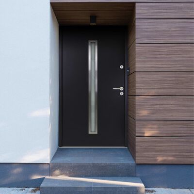 vidaXL Hliníkové vchodové dveře antracitové 90 x 200 cm