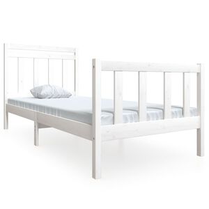 vidaXL R&aacute;m postele b&iacute;l&yacute; 90 x 190 cm Single masivn&iacute; dřevo