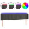 vidaXL Čelo postele s LED tmavě &scaron;ed&eacute; 183 x 16 x 78/88 cm samet