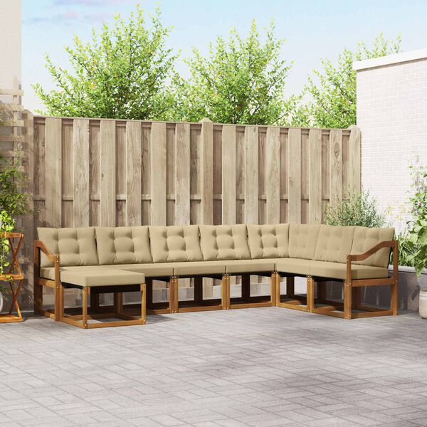 vidaXL Venkovn&iacute; pohovkov&aacute; souprava 8 pcs Přirozen&aacute; a B&eacute;žov&aacute;