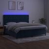 vidaXL Box spring postel s matrac&iacute; a LED tmavě modr&aacute; 200x200 cm samet
