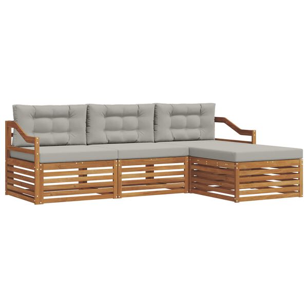 vidaXL Venkovn&iacute; pohovkov&aacute; souprava 4 pcs Př&iacute;rodn&iacute; a světle &scaron;ed&aacute;