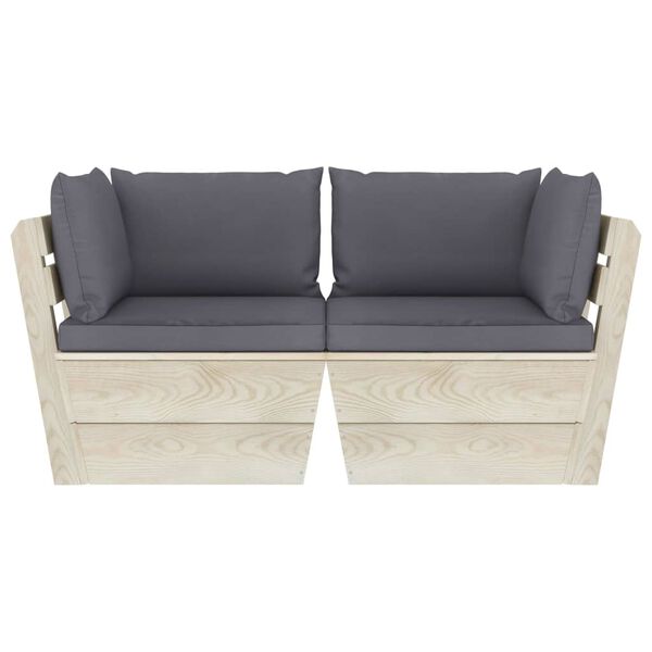 vidaXL 2m&iacute;stn&aacute; zahradn&iacute; pohovka z palet s podu&scaron;kami smrkov&eacute; dřevo