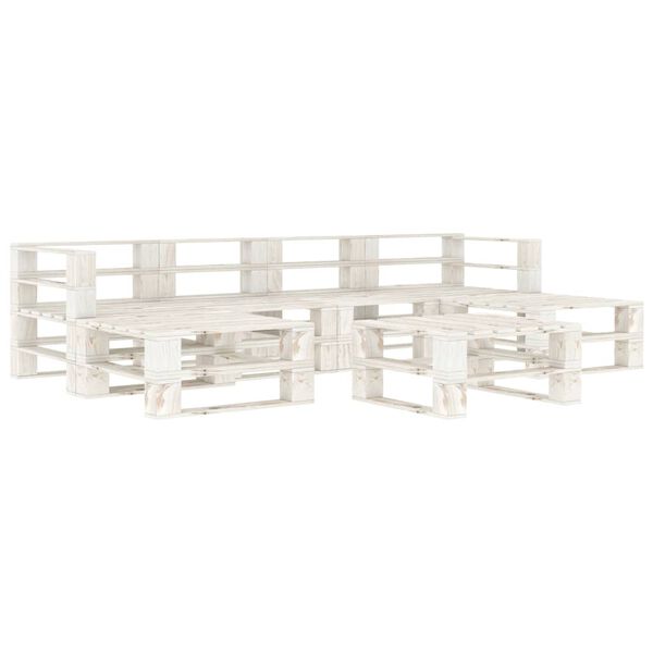 vidaXL 7d&iacute;ln&aacute; zahradn&iacute; sedac&iacute; souprava z palet dřevo b&iacute;l&aacute;