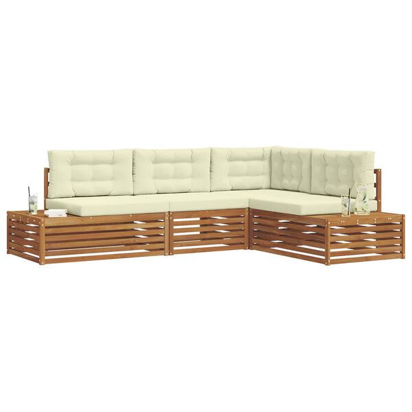 vidaXL Venkovn&iacute; pohovkov&aacute; souprava 4 Kus Přirozen&aacute; a Kr&eacute;mov&aacute;