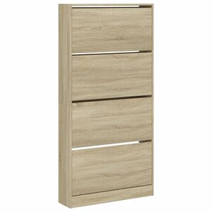 vidaXL Botn&iacute;k se 4 v&yacute;klopn&yacute;mi z&aacute;suvkami dub sonoma 80 x 21 x 163,5 cm