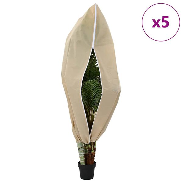 vidaXL Ochrann&eacute; fleecov&eacute; deky na rostliny proti mrazu 5 pcs B&eacute;žov&aacute;