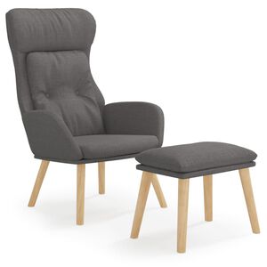 vidaXL Relaxačn&iacute; křeslo s podnožkou tmavě &scaron;ed&eacute; textil
