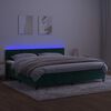 vidaXL Box spring postel s matrac&iacute; a LED tmavě zelen&aacute; 200x200 cm samet