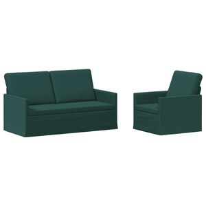 vidaXL Set pohovek 2 pcs Tmavě zelen&aacute; Textil
