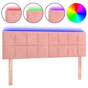 vidaXL Čelo postele s LED růžov&eacute; 144x5x78/88 cm samet