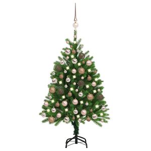 vidaXL Uměl&yacute; v&aacute;nočn&iacute; stromek s LED a sadou koul&iacute; 120 cm zelen&yacute;