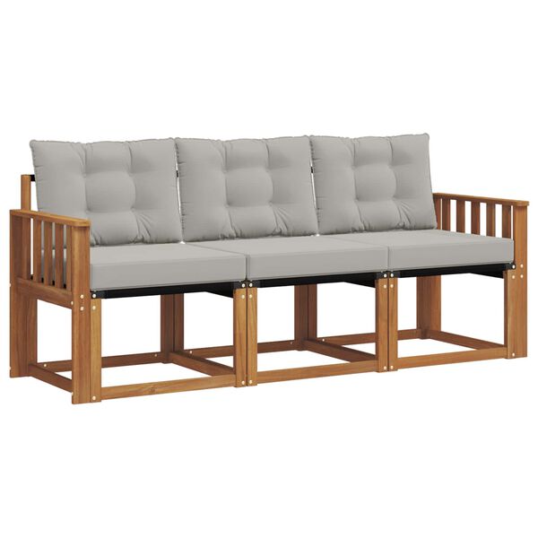 vidaXL Venkovn&iacute; pohovkov&aacute; souprava 3 pcs Př&iacute;rodn&iacute; a světle &scaron;ed&aacute;