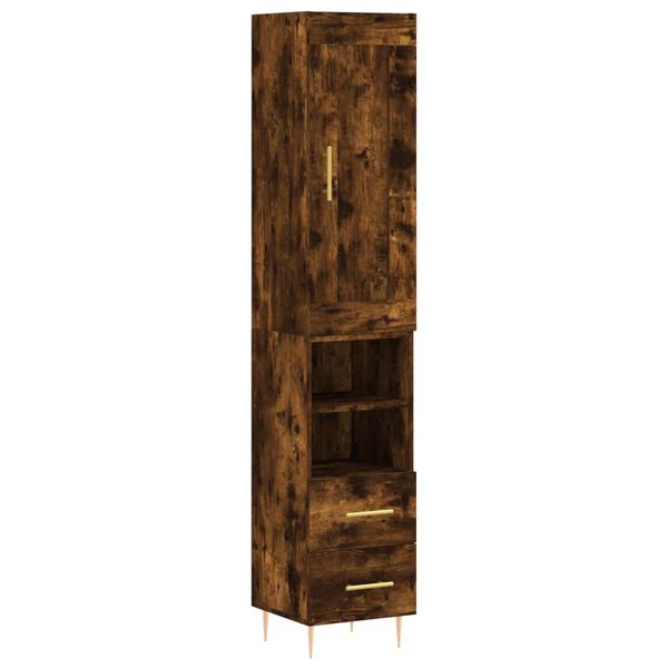 vidaXL Skř&iacute;ň highboard kouřov&yacute; dub 34,5 x 34 x 180 cm kompozitn&iacute; dřevo