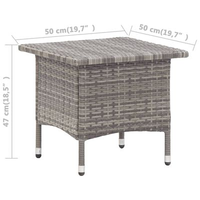 vidaXL Čajový stolek šedý 50 x 50 x 47 cm polyratan