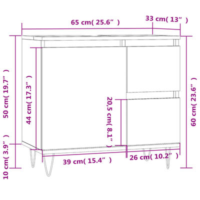 vidaXL Koupelnová skříňka černá 65 x 33 x 60 cm kompozitní dřevo